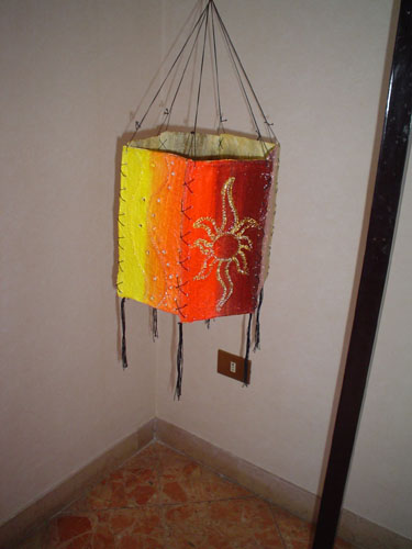 lampadario etno,papier machè.